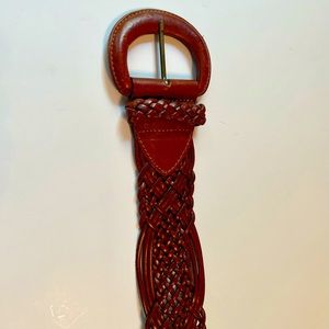 Omega Brown Leather Woven Leather Belt Size M